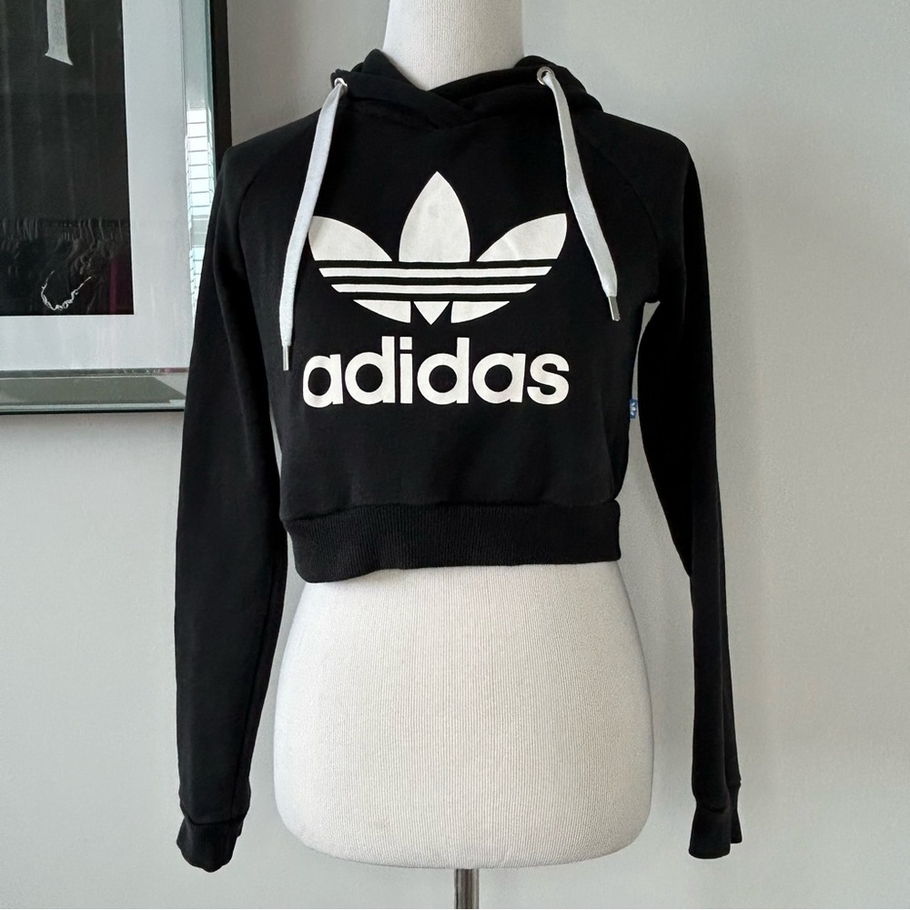 Adidas Crop Sweatshirt Hoodie - Picture 2 of 5